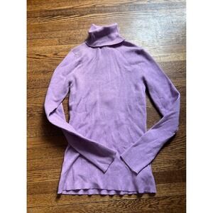 Eddie Bauer Lavender Purple Ribbed Turtleneck Stretch Pima Cotton Sweater Small